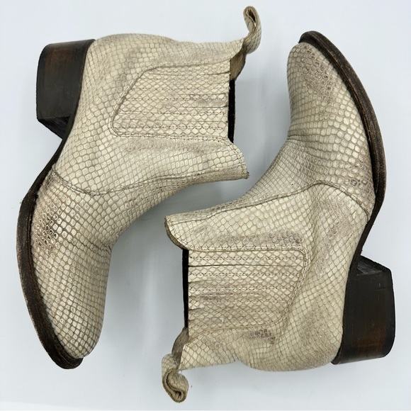 Freebird by Steven Lasso Ankle Boot white snake distressed cowgirl western - Picture 4 of 11